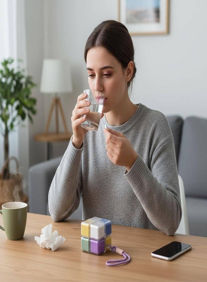 NETZILLA Magic Cube Magnetic Pill Organizer, 8-Compartment Travel Case with Strap, Magnetic Travel Pill Case with Strap, Creative Moisture-Proof Drawstring Sealed Box (1 pcs) - Image 3